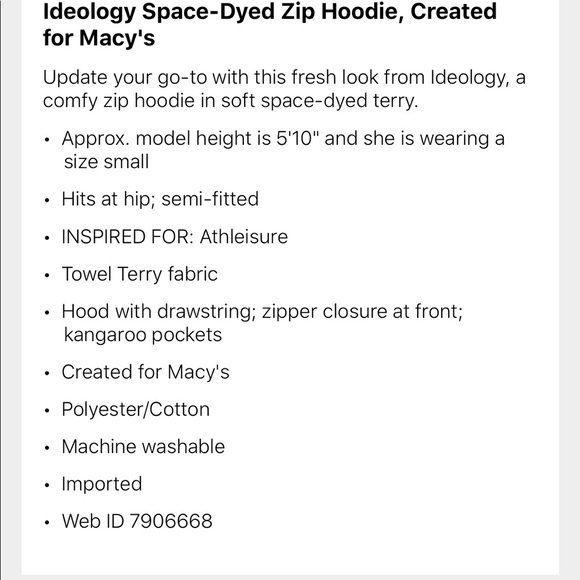 Ideology spaced dyed sip hoodie. NWT charcoal - Picture 3 of 5